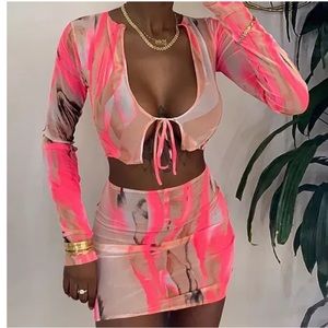 Mesh 2 piece swim suit cover up.